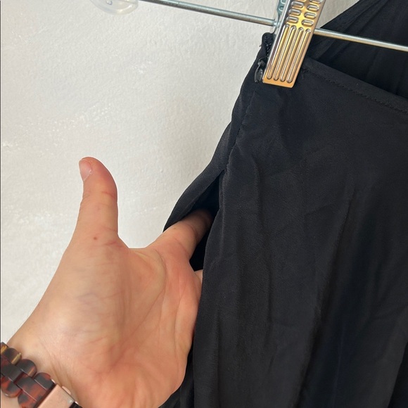 NICHOLAS Black fit & flare cocktail dress, zipper back, asymmetrical hem strappy - Picture 8 of 8